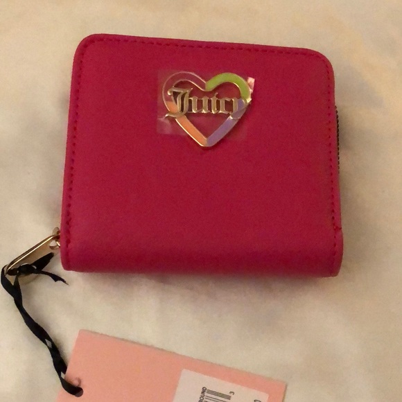 Juicy Couture Pink Flash Faux Leather Love Mode Small Zip Around Wallet NWT - Picture 5 of 16